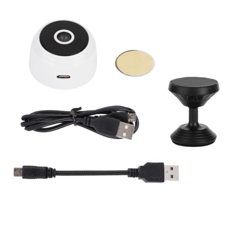 Caméra Wifi Mini APP Surveillance à Distance A9 Infrarouge Nuit 1080P Sans Fil Sécurité Maison Blanc