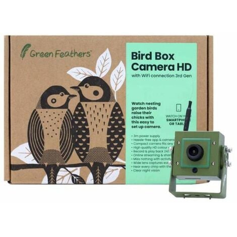 Nichoir en bois spécialement concu pour observer les oiseaux avec une caméra  HD - Green Feathers 