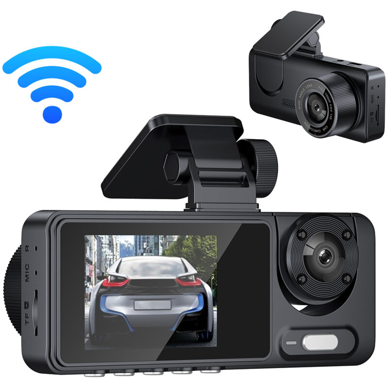 Lifcausal - caméras Dash Cam multilingue clair rétroviseur de voiture enregistrement vidéo caméscope grand angle caméra de voiture enregistreur de