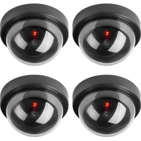 Caméras factices, Fausse de Sécurité Caméra Dôme CCTV avec LED Clignotant Lumière pour Les Entreprises Magasins Accueil, Usage Intérieur Extérieur (4 Pack)