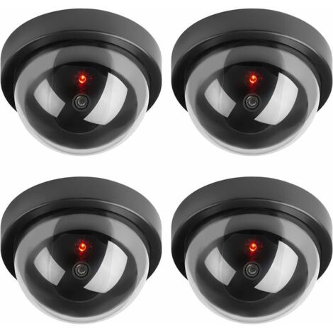 Caméras factices, Fausse de Sécurité Caméra Dôme CCTV avec LED Clignotant Lumière pour Les Entreprises Magasins Accueil, Usage Intérieur Extérieur (4 Pack)