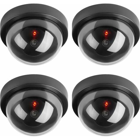 Caméras factices, Fausse de Sécurité Caméra Dôme CCTV avec LED Clignotant Lumière pour Les Entreprises Magasins Accueil, Usage Intérieur Extérieur   (4 Pack)