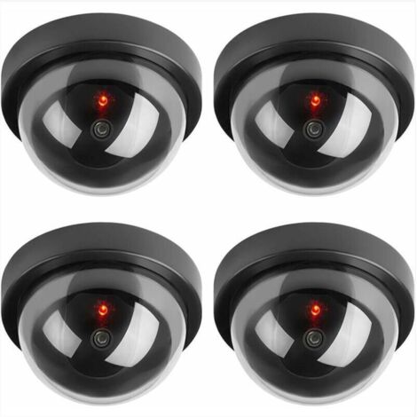 Caméras factices, Fausse de Sécurité Caméra Dôme CCTV avec LED Clignotant Lumière pour Les Entreprises Magasins Accueil, Usage Intérieur Extérieur (4 Pack)
