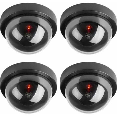 Caméras factices, Fausse de Sécurité Caméra Dôme CCTV avec LED Clignotant Lumière pour Les Entreprises Magasins Accueil, Usage Intérieur Extérieur (4 Pack)
