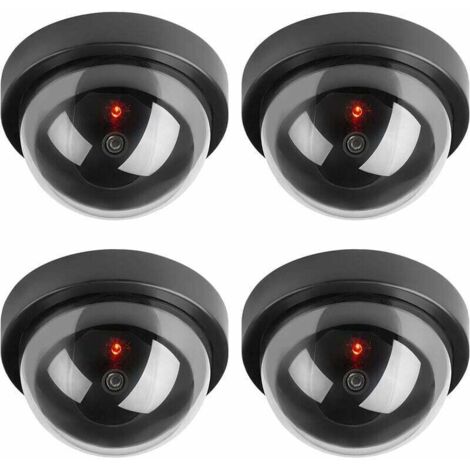 Caméras factices, Fausse de Sécurité Caméra Dôme CCTV avec LED Clignotant Lumière pour Les Entreprises Magasins Accueil, Utilisation Intérieur Extérieur (4 Pack)