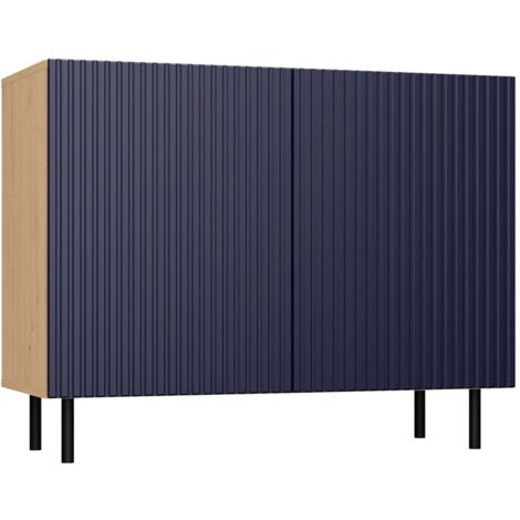 CAMI - 2-door glamour sideboard - 100x40x78 cm - 4 storage niches - Slatted doors