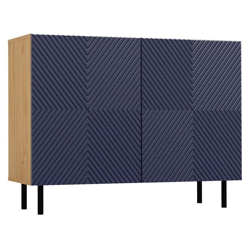 CAMI - Buffet style glamour 2 portes - 100x40x78 cm - 4 niches de rangement - Façades à lamelles