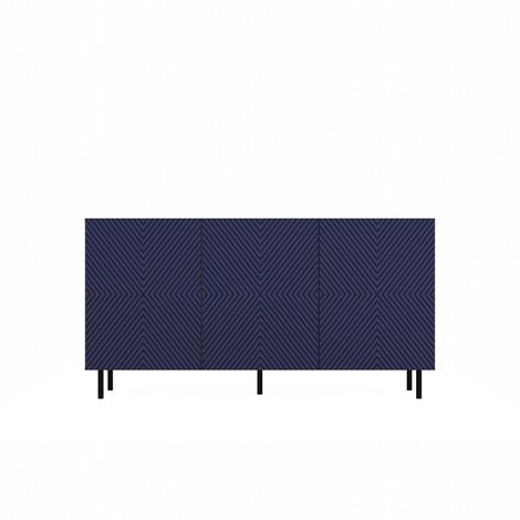 CAMI - Buffet style glamour 3 portes - 150x40x78cm - 4 niches de rangement - Façades à lamelles