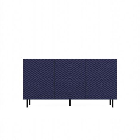 CAMI - Credenza glamour a 3 ante - 150x40x78cm - 4 nicchie portaoggetti - Frontali a doghe