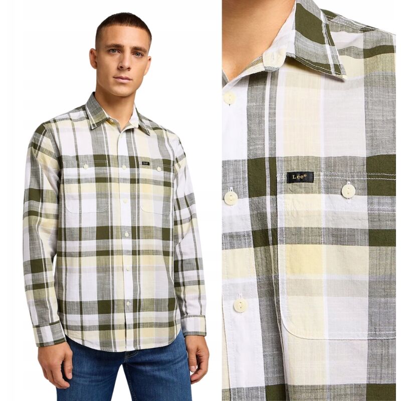 Image of Camicia da lavoro a quadri Lee Big Kale, vestibilità comoda, in cotone a quadri, vestibilità rilassata, taglia M