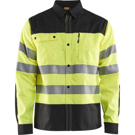 Camicia da lavoro ad alta visibilità 3255 - Giallo fluorescente/Nero 4XL