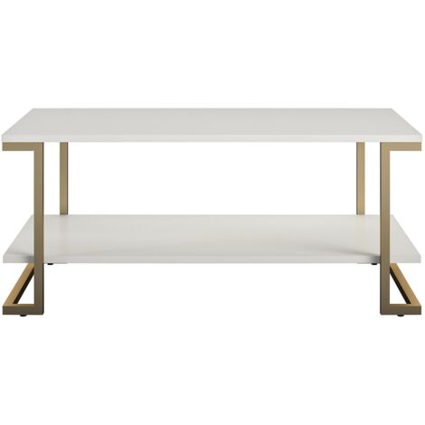 Camila-Table basse avec 1 étagère en MDF blanc