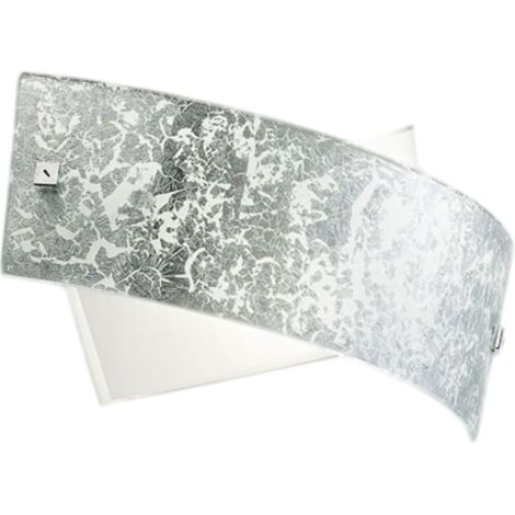 CAMILLA A/P - APPLIQUE IN METALLO E VETRO FOGLIA ARGENTO 2 LUCI E14