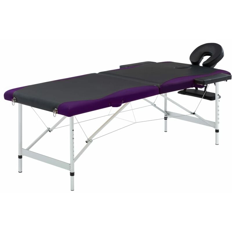 

vidaXL Camilla de masaje plegable 2 zonas aluminio negro y morado - Negro