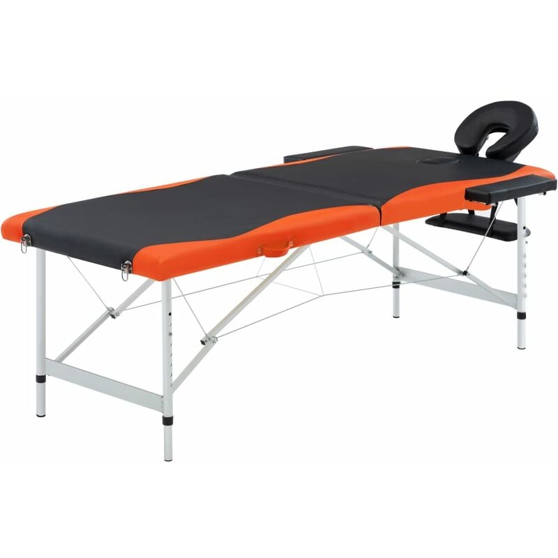 

vidaXL Camilla de masaje plegable 2 zonas aluminio negro y naranja - Negro