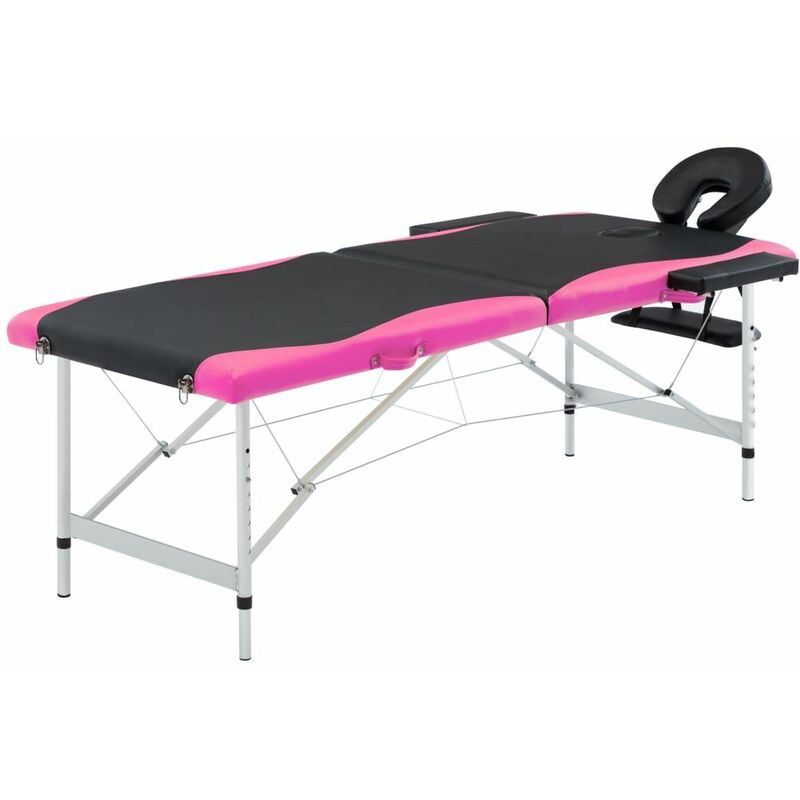 

vidaXL Camilla de masaje plegable 2 zonas aluminio negro y rosa - Negro