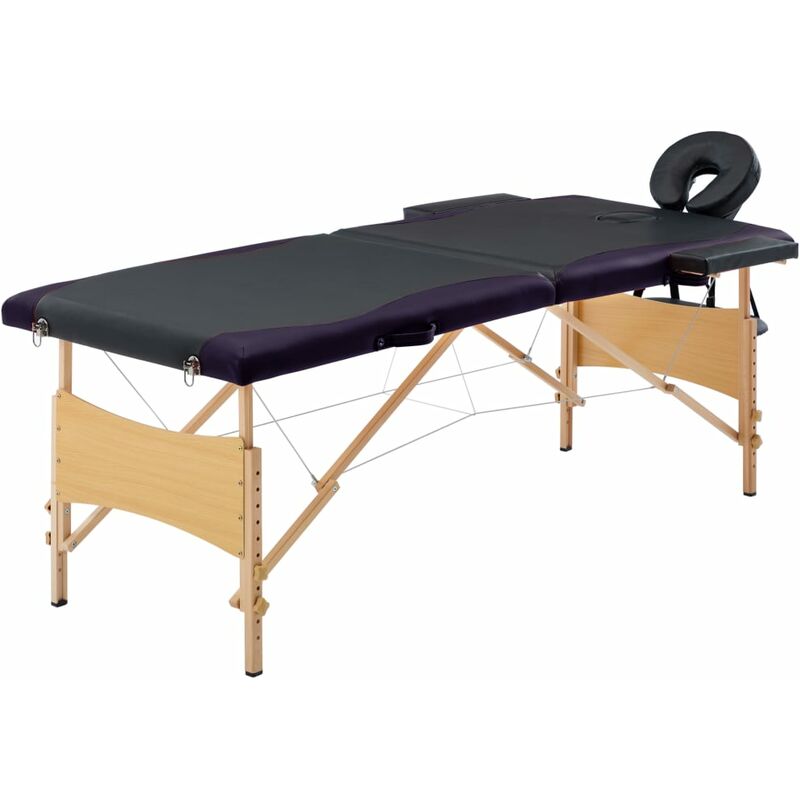 

vidaXL Camilla de masaje plegable 2 zonas madera negro - Negro