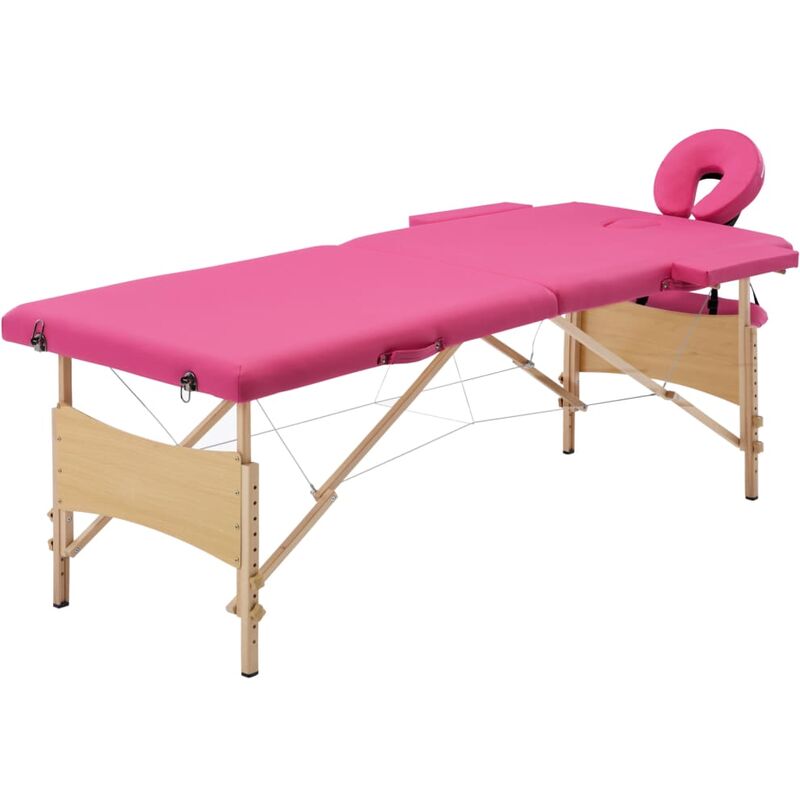 

vidaXL Camilla de masaje plegable 2 zonas madera rosa - Rosa