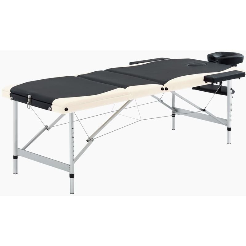 

BHD - Camilla de masaje plegable 3 zonas aluminio negro y beige