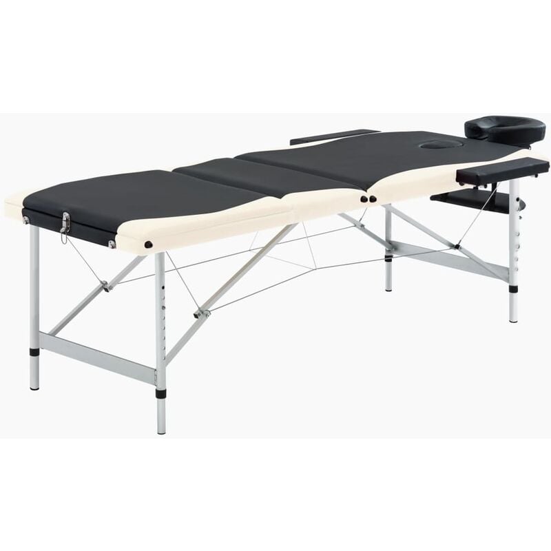 

vidaXL Camilla de masaje plegable 3 zonas aluminio negro y beige - Negro
