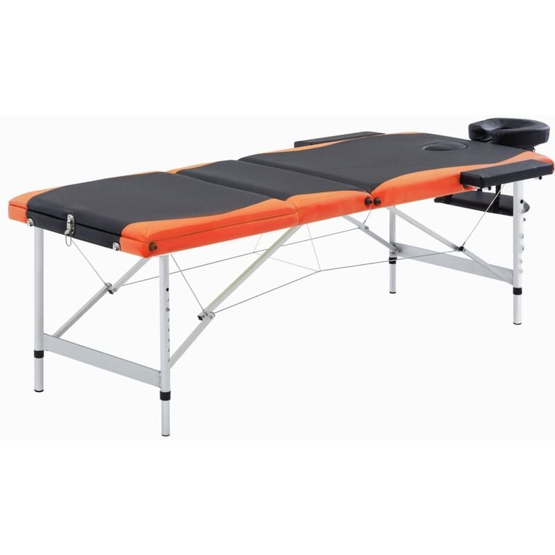 

vidaXL Camilla de masaje plegable 3 zonas aluminio negro y naranja - Negro