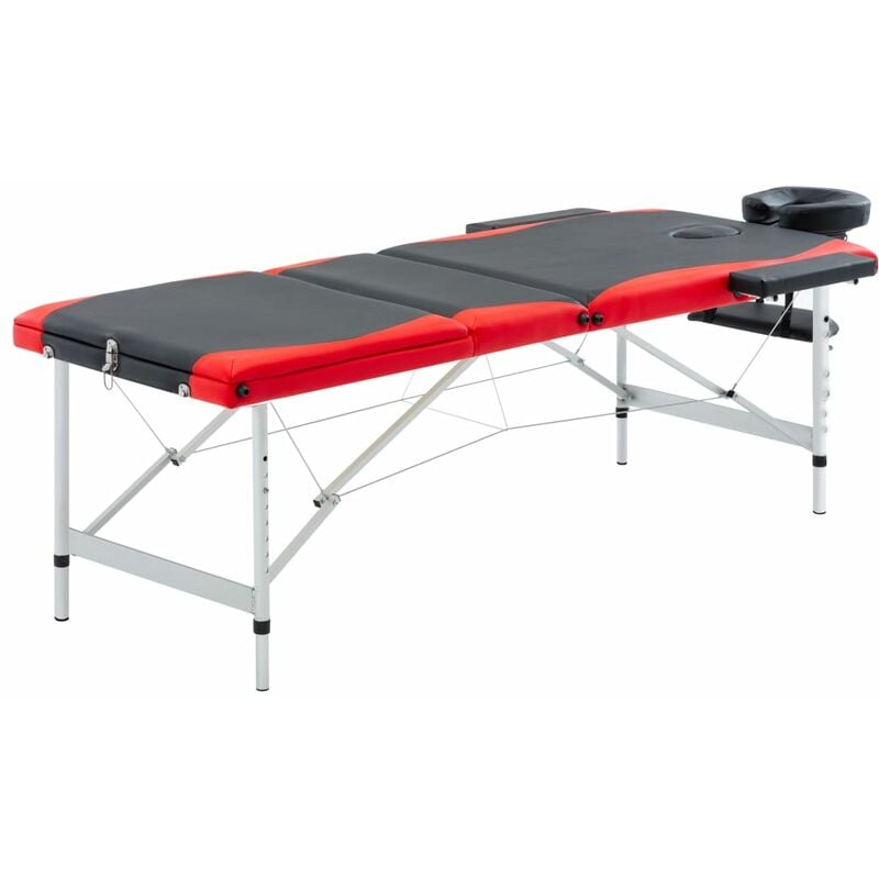 

BHD - Camilla de masaje plegable 3 zonas aluminio negro y rojo
