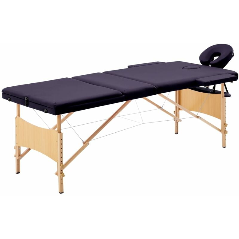 

vidaXL Camilla de masaje plegable 3 zonas madera morado - Púrpura