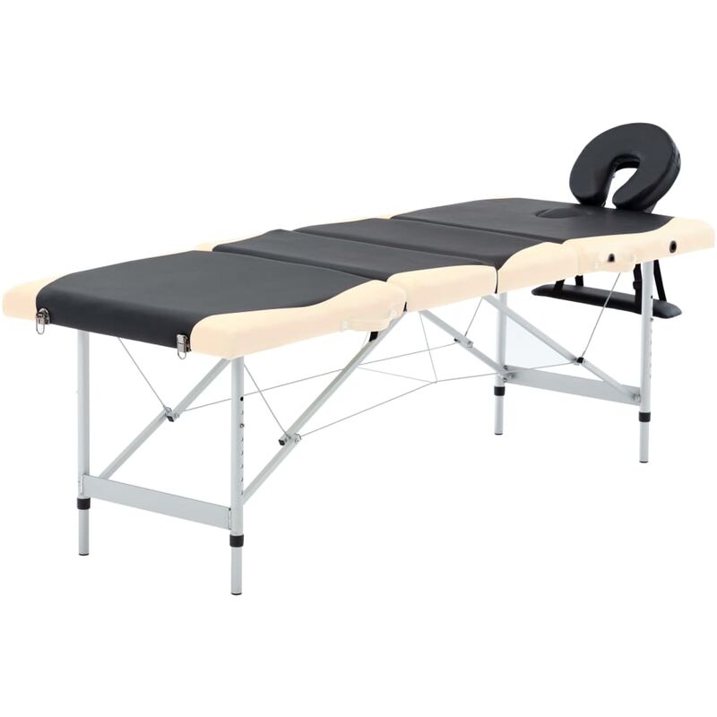 

vidaXL Camilla de masaje plegable 4 zonas aluminio negro y beige - Negro