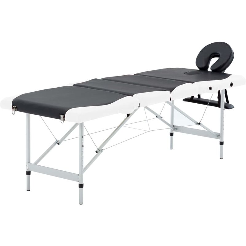 

vidaXL Camilla de masaje plegable 4 zonas aluminio negro y blanco - Negro