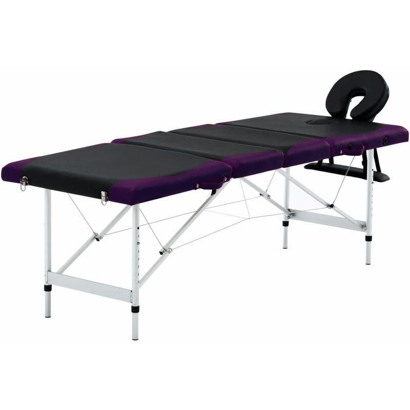 

vidaXL Camilla de masaje plegable 4 zonas aluminio negro y morado - Negro