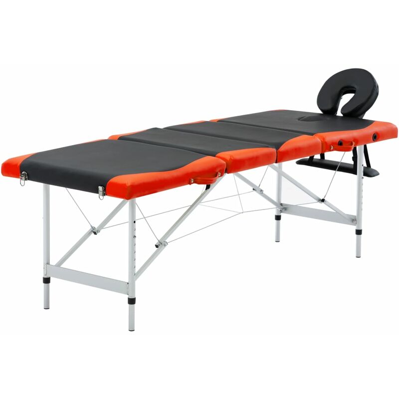 

vidaXL Camilla de masaje plegable 4 zonas aluminio negro y naranja - Negro