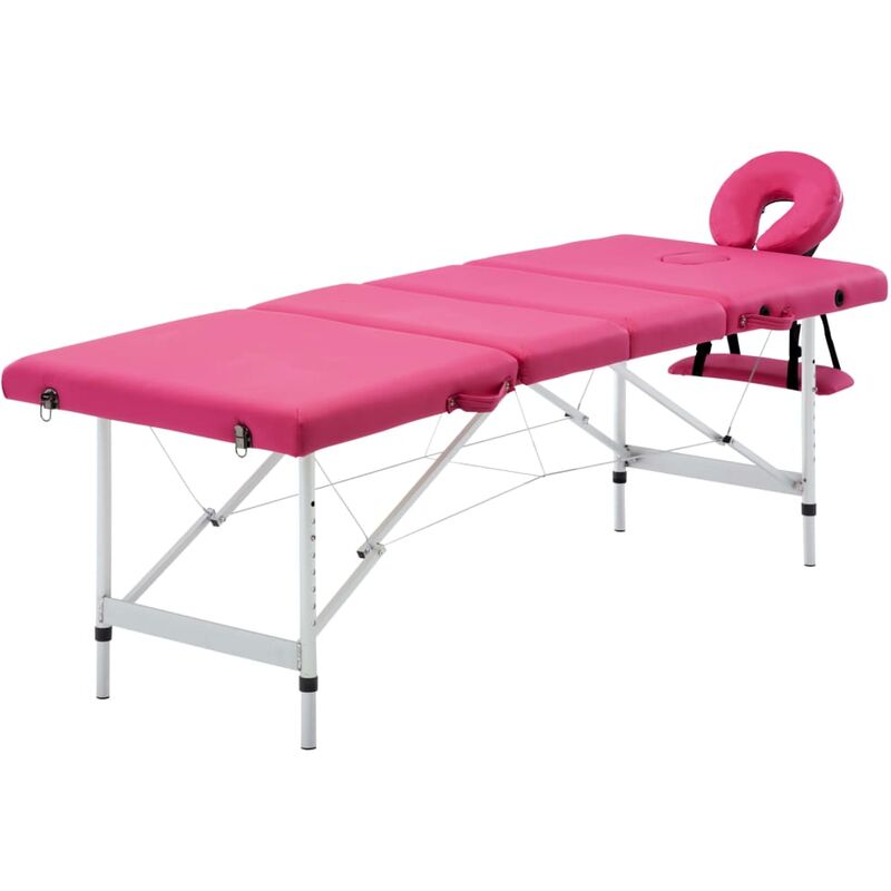 

vidaXL Camilla de masaje plegable 4 zonas aluminio rosa - Rosa