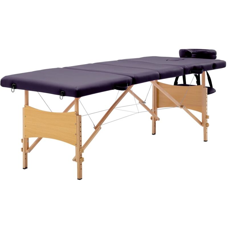 

vidaXL Camilla de masaje plegable 4 zonas madera morado - Púrpura