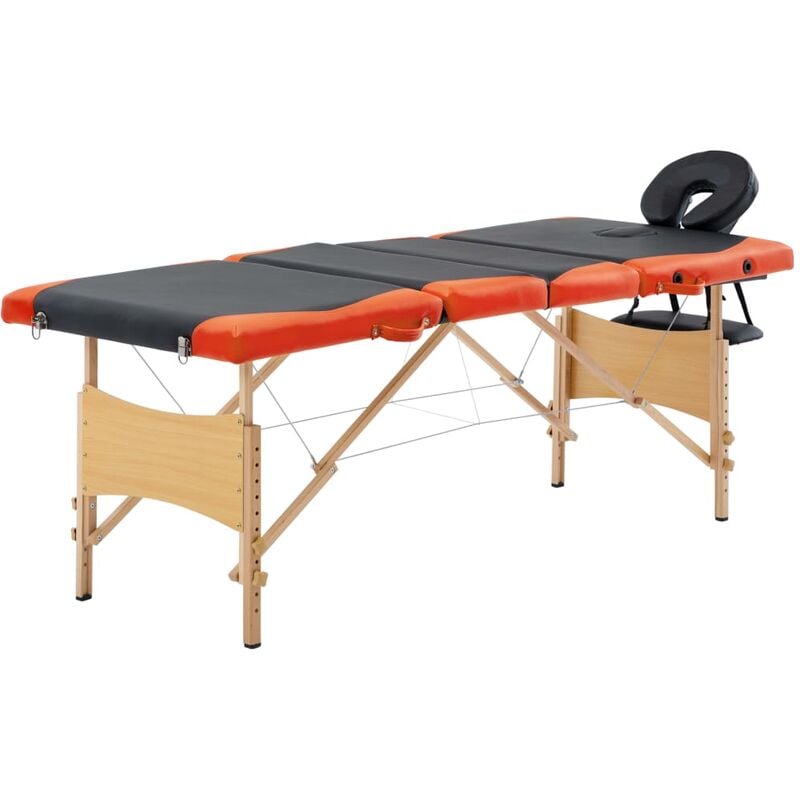 

vidaXL Camilla de masaje plegable 4 zonas madera negro y naranja - Negro