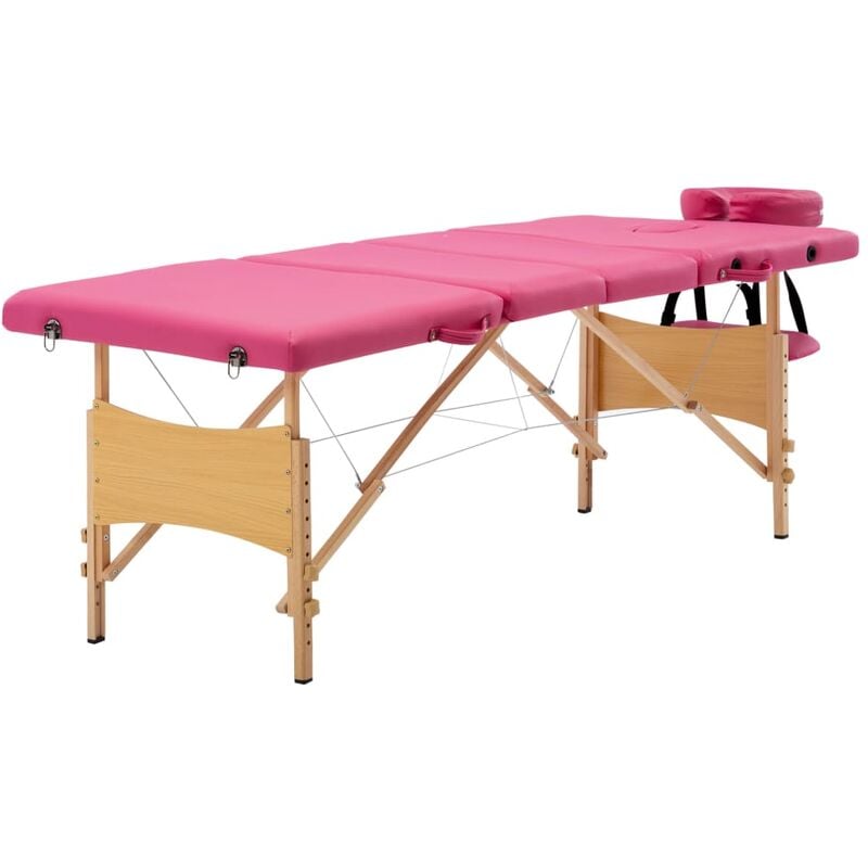 

vidaXL Camilla de masaje plegable 4 zonas madera rosa - Rosa