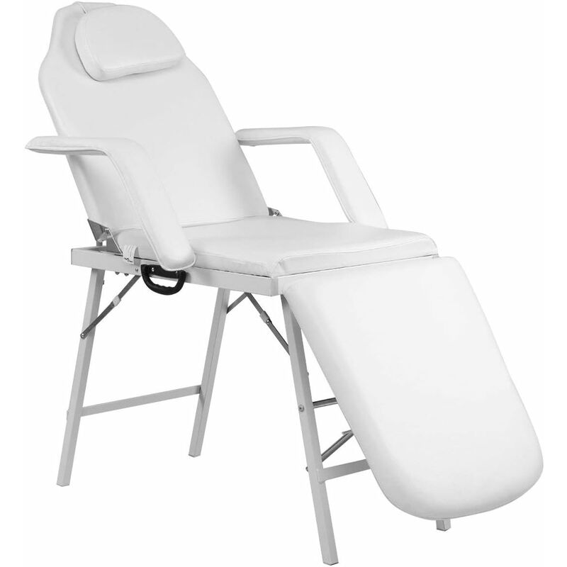 

COSTWAY Camilla de Masaje Silla Cama de Belleza Tumbona de Tratamiento Relajación Ajustable Plegable Blanco