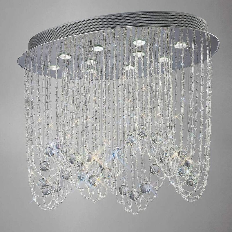 09diyas - Camilla oval ceiling light 10 bulbs polished chrome / crystal