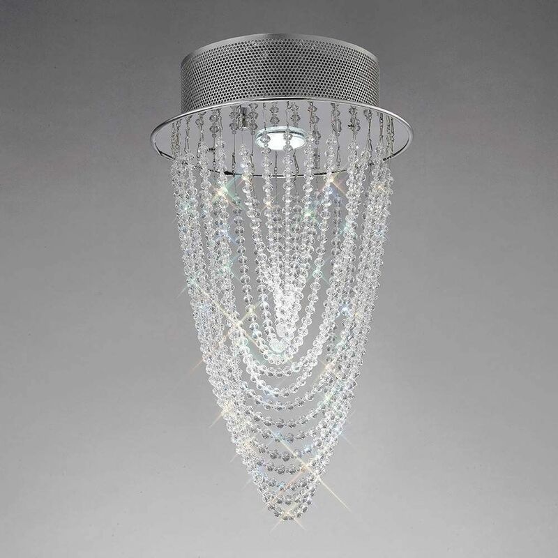 Camilla round ceiling lamp 1 bulb polished chrome / crystal