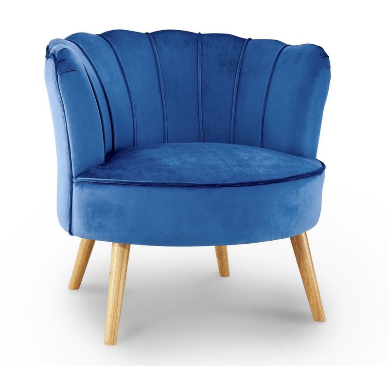 mobilier deco - camille fauteuil en tissu velours bleu design bleu