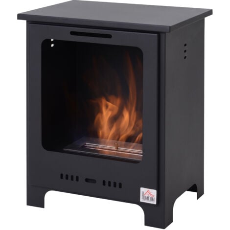 Caminetto a Bioetanolo HOMCOM 0.9L Più Efficiente ed Ambientale Nero