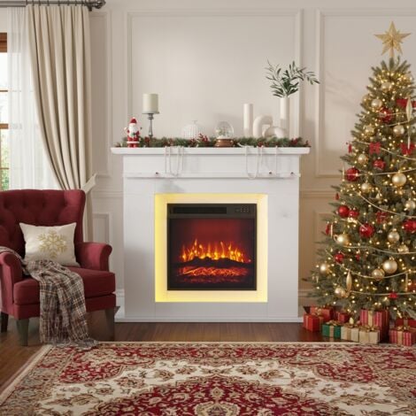 TANANT Caminetto elettrico 101 cm – Effetti fiamma 3D – Illuminazione LED – Riscaldamento 1500 W, regolazione precisa della temperatura – Schermo tattile e telecomando – Bianco