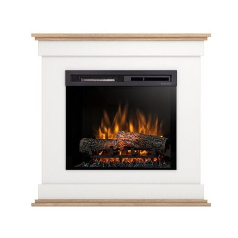 Caminetto elettrico a libera installazione a LED - 23" - Bianco opaco / Rovere chiaro - 93 x 90 x 29 - LENOX