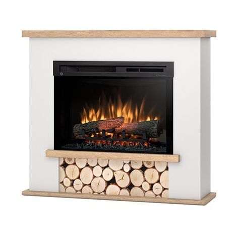 Caminetto Elettrico A Libera Installazione A LED - 26" - Bianco opaco / Rovere chiaro - 100 x 88 x 28 - TULA