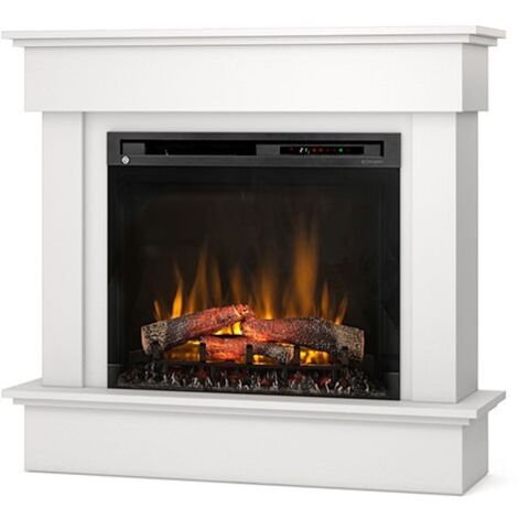 Caminetto elettrico a libera installazione a LED - 28" - Bianco opaco - 111,5 x 102 x 33,5 - TORMES