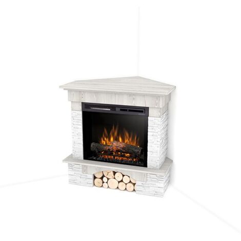Caminetto Elettrico Angolare A Libera Installazione - 28" - Pino bianco - 114 x 98 x 89 - PORTO