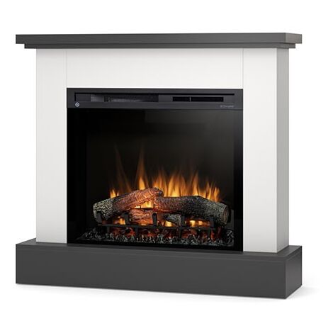 Caminetto Elettrico da pavimento A Libera Installazione A LED - 28" - 105 x 95 x 29 - Bianco opaco / Nero - YUKON