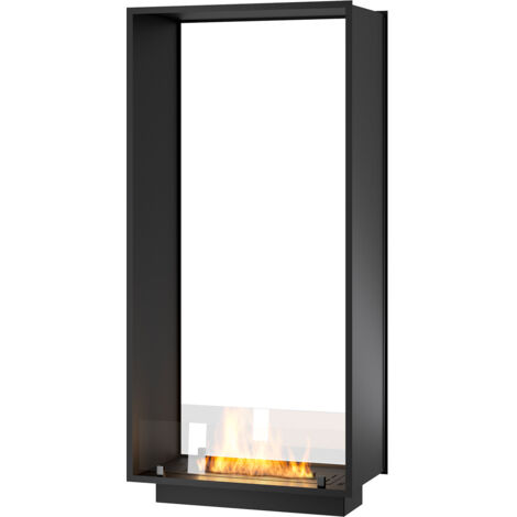 Camino a Bioetanolo da Incasso 73,5x143,5x35 cm Bifacciale 2 Side 1400 Slim Verticale Nero con Vetro