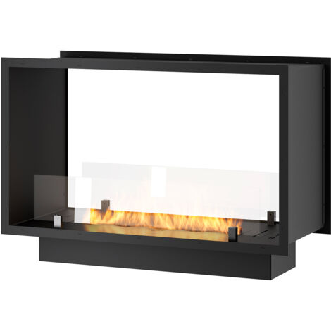 Camino a Bioetanolo da Incasso 83,5x58,5x35 cm Bifacciale 2 Side 800 Slim Nero con Vetro