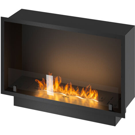 Camino a Bioetanolo da Incasso 84,4x59,4x25 cm Inside 800 Slim Nero con Vetro