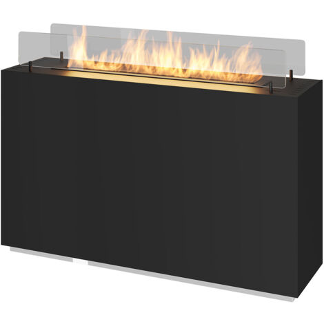 Camino a Bioetanolo da Pavimento 65x30x110 cm Incube Nero con Vetro